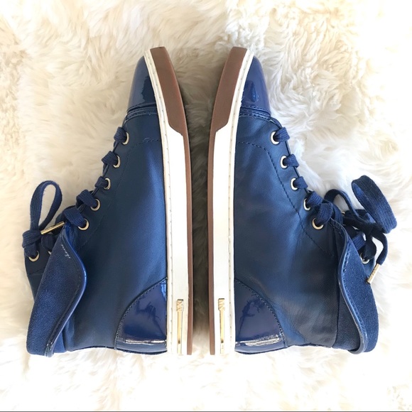 MICHAEL KORS Blue High Top Leather Sneakers - Picture 8 of 14